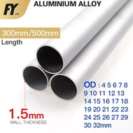 FUYI Aluminium Pipe 1.5mm Thickness 4-32mm OD Straight 300mm 500mm Long Round 6063 Aluminum Alloy Tu