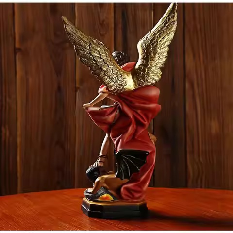 Classical Saint Milka Angel Statue Resin Saint Milka Angel Killing Demon God Sculpture Swords Angel 