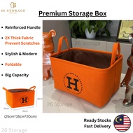 New Medium Orange H Storage Box Thick Fabric Stylish Organiser Box Cosmetic Basket Sundries Bakul Simpanan Barang 收纳篮