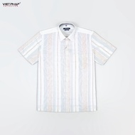 (BIG SALE) Áo Sơ Mi Nam Ngắn Tay VIỆT PHÁP Form Luxury Chất liệu Bambo In Sọc lịch lãm sang trọng 3