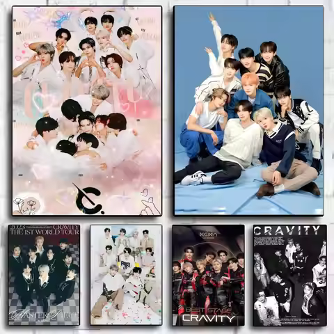 Boy Group C-CRAVITY Poster Framed Canvas Wall Art Print for Office Dining Room Bathroom Wall Decor