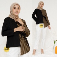 baju batik blouse kombinasi blouse batik wanita kombinasi terbaru - hitam m