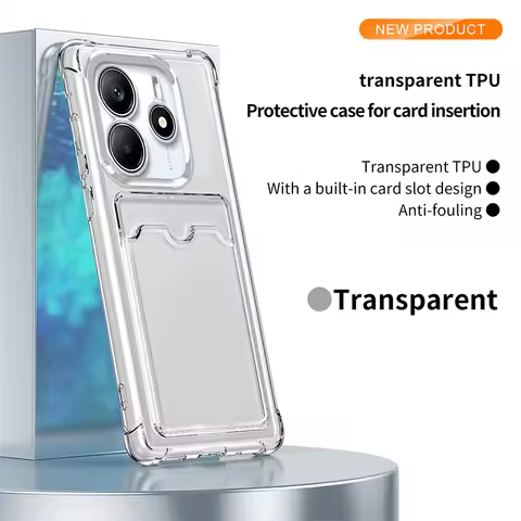 Luxury Transparent Card Slot Bag Phone Case For XiaoMi 12T 13T 15 Redmi 14C 4G Note 12 13 14 Pro Plu