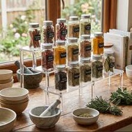 Clear Acrylic Stackable Kitchen Organizer, Multi-Purpose Rack For Spices, Utensils, Perfume, Figurin