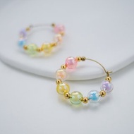 PRIDE 系列 - 彩虹泡泡 * LGBT 遊行 彩虹 黃銅 圓球 圈圈 耳環