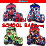 ✇ Primary School Bag/ Trolley Bag/ 6Wheels/ 3 In 1 Set Boys Beg Sekolah Roda Lelaki