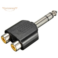 6.35mm 1/4 inch Male Stereo To 2 Dual RCA Female Y Splitter Audio Adapter Converter