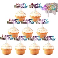 100Pcs Happy Birthday Cake Toppers Colorful Mini Happy Birthday Cupcake Topper Cake Decorations 1st 