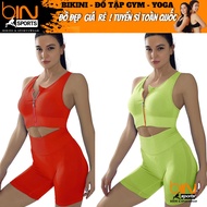 Women's pickleball yoga gym set, bra with padding and high-quality Guangzhou knitted elastic buttSho