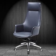 Comfortable Boss Chair High Back Leather Executive Swivel Office Desk Chair Thick Padding and Ergonomic Design with Headrest and Lumbar Support for Home and Office Size:5051129cm Color:Blue Gray