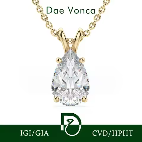 Dae Vonca Pear Cut Diamond Necklace Charm In 9K/14K/18K Gold 1.5-2.0ct Lab Grown Diamond Classic Bas