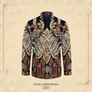 KEMEJA Men's long sleeve slim fit prada exclusive written batik shirt, premium silk atbm material, j