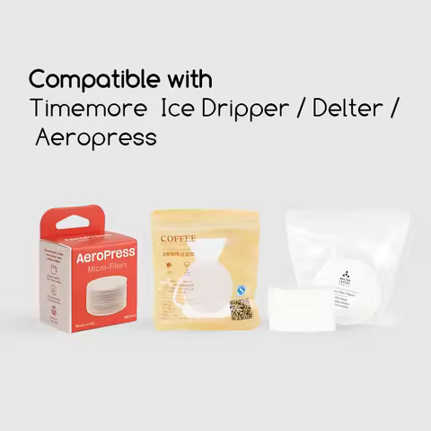 TIMEMORE Ice Dripper 100PCS Round Espresso Paper Filter 2.17in/55mm For Aeropress Moka Pot Paper Fil