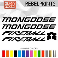 ✴✇✟MONGOOSE FIREBALL Bike Frame Sticker Decals Vinyl for Mountain Bike and Road Bike and Fixie