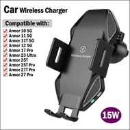 15W Fast Car Wireless Charging Stand For Ulefone Armor 25T 27T Pro/27 Pro/17 Pro/23 Ultra/11