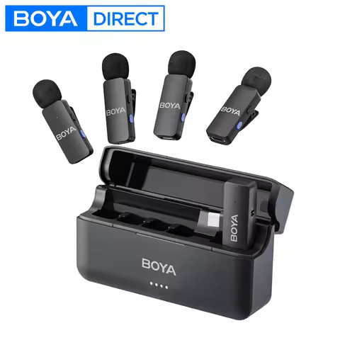 BOYA BY-V4 Wireless Lavalier Microphone for iPhone 15/16 Series Type C Smartphone 4-Channel Lapel Mi