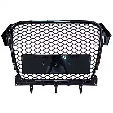 Black RS4 B8.5 Style Grille Fit for A4 Allroad B8.5 (2013-2016)OEM Gloss Black /Chrome Front Grill F