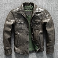 Code A [100% Genuine Leather Clothing] Six-Year-Old Shop Uncoated Retro Japanese Style First Layer G