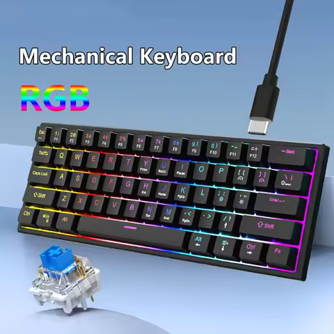 K61 Mechanical Keyboard Mini Wired Keyboard RGB Backlit Mini Keyboard Ergonomic Portable Gaming Keyb