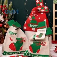 [Out-t] Christmas Storage Bags Knot Wrist Handbag Santa Claus Snowman Elk Handmade Knit Handbags Cas