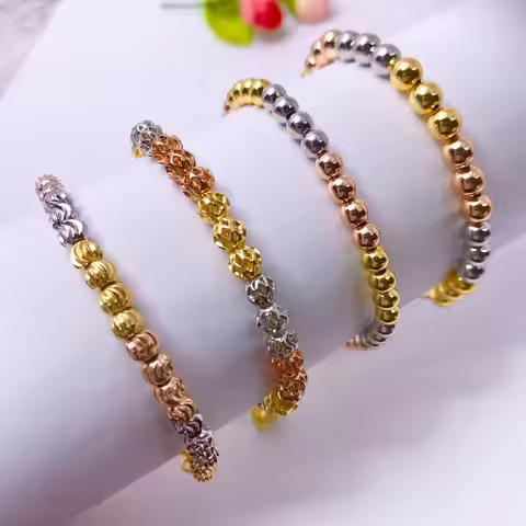 ESALE Fashion Women Bracelets Trendy Gold Plated Colorful Beads Bangles Beaded Bracelets Jewelry Acc