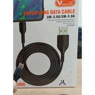VIAKING SUPER LONG 3 Meter Type C Micro DATA CABLE 3.0A‼️  ANDROID 5METER  RM8.00 ONLY