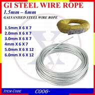 (Price Per 1-Meter) Galvanised Steel Wire Rope 1.5mm, 2mm, 3mm,  4mm, 5mm, 6mm, (C006-150 - C006-158)