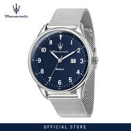 【2 Years Warranty】 Maserati Tradizione Solar 45mm Blue Matt Dial Mens Solar นาฬิกาข้อมือ R8851146002