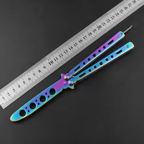 Portable Butterfly Training Knife Foldable CSGO Balisong Trainer Pocket Flail Knife Uncut Blade Butt