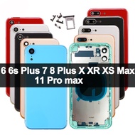 ฝาหลังสำหรับ IPhone 5 5 5S 6 Plus 6S Plus 7 8 Plus XR SE2 2020 X XR XS Max ฝาหลังกระจกสำหรับ iPhone 11 Pro Max กรอบโครงปลอกหุ้มช่องหลังโครงเครื่องเคส