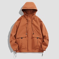 Waterproof UV Protection Hooded Jacket in Orange Beige Black Sizes M to 3XL