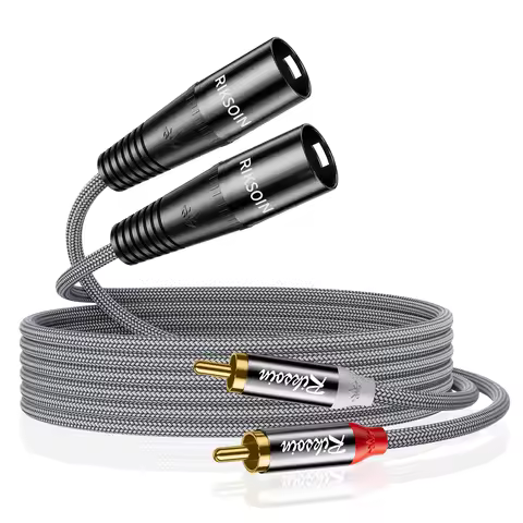 RIKSOIN RCA to XLR Cable , 2RCA Male to 2XLR Male Hi-Fi Stereo Audio Cable for Amplifier, Mixer, Mic