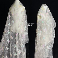 New Heavy Industry Sequin Embroidery Fabric Embroidery Gauze Lace Fabric Butterfly Sequin Embroidery