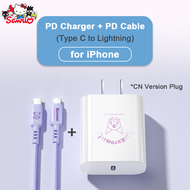 สายชาร์จโทรศัพท์มือถือของแท้100% Hello Kitty 20W ที่ชาร์จความเร็วสูง PDสายเคเบิ้ล Lightning ชาร์จ USB เร็ว Type C ไปยัง Lightning Melody USB To Type C Type Sanrio Cinnamoroll Kuromi ของขวัญวันเกิด/SJ-730/AQ5/SJ-729