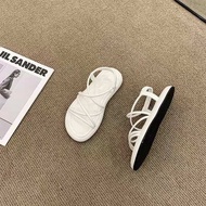 sandal perempuan bertutup kasut sandal perempuan Flat Fairy Style Simple Cross Strap Sandals