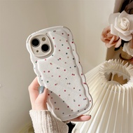 เคสโทรศัพท์จุดเล็ก ๆ แบบเต็มหน้าจอสำหรับ iPhone14Promax ผ้ากรณีโบว์สีขาวสำหรับ iPhone12ProMax สร้อยข้อมือ Plush สีขาวสำหรับ iPhone13 เคส Wave Point สีขาวน่ารักสำหรับ iPhone11