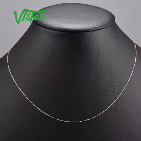 VISTOSO Gold Necklace For Women Genuine 14K 585 Rose/Yellow/White Gold Necklace Chain 42cm Fine Jewe