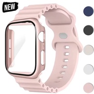 Glass Case+Silicone Band For Apple Watch 38mm 42mm 40mm 44mm 41mm 45mm 46mm Strap For iwatch 11 10 9
