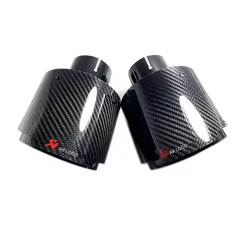 1Pcs Car Modification Single Exhaust Tip Pipe Glossy Black Carbon Fiber Muffler Tailpipe Exhaust Noz