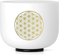 KVKA 528hz Golden Color Life of Flower Design Crystal Singing Bowl 8 Inch C Note Root Chakra Sound B