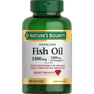 Nature's Bounty Odorless Fish Oil, Each Serving Contains 1200mg Omega-3, Contains EPA and DHA, Heart