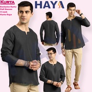 KURTA LELAKI BAJU RAYA PLAIN SHIRT FOR MENS KURTA V NECK – KURTA REHMAN