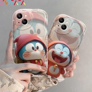Happy Doraemon 3D Cartoon Phone Case For Samsung Galaxy A72 A52 A52S A32 A22 A12 A51 A21S A50 A50S A30S J7 Prime On7 2016 M32 4G Cute Couples Soft Edge TPU Phone Back Cover
