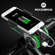 ROCKBROS ลำโพงจักรยาน5 In 1ที่วางโทรศัพท์บลูทูธ MP3เครื่องเล่น4400MAh ไฟจักรยานกระดิ่ง