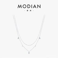 Water Drop Style Accessories Female Modal Design Sense Moissanite inss925 Double Layer Clavicle Chai