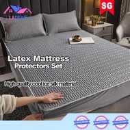 {SG} Latex Mattress Protectors Cool Bed Sheet Cover Bedsheet with Pillowcase Super Single Queen King Size