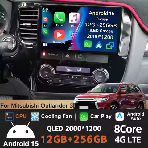 Wireless CarPlay Android 15 Auto Radio For Mitsubishi Outlander 3 GF0W GG0W 2012 - 2018 4G Car Multi