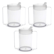 [themremain]-3pcs Spill Proof Cups for Adults 12 Oz Plastic Straw Cups for Adults Disabled Patients 