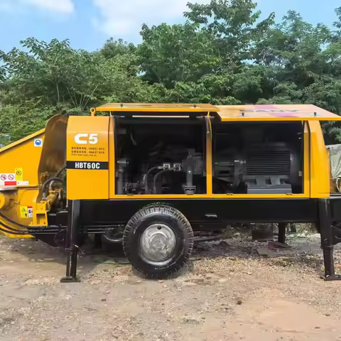 HBT60C-110 Diesel Concrete Pump 2023 Model 110KW 70m/H Stationary Trailer Spare Parts Engine Motor C