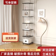 [in stock] l Rotatable luxury acrylic bookshelf, living room storage, movable floor-standing transpa